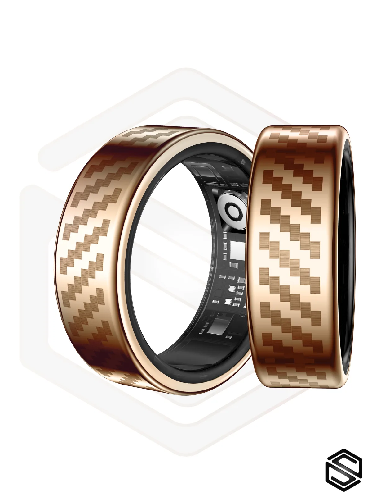 Умное кольцо с уведомлениями HerzRing Lumen RW золото (с узором)
