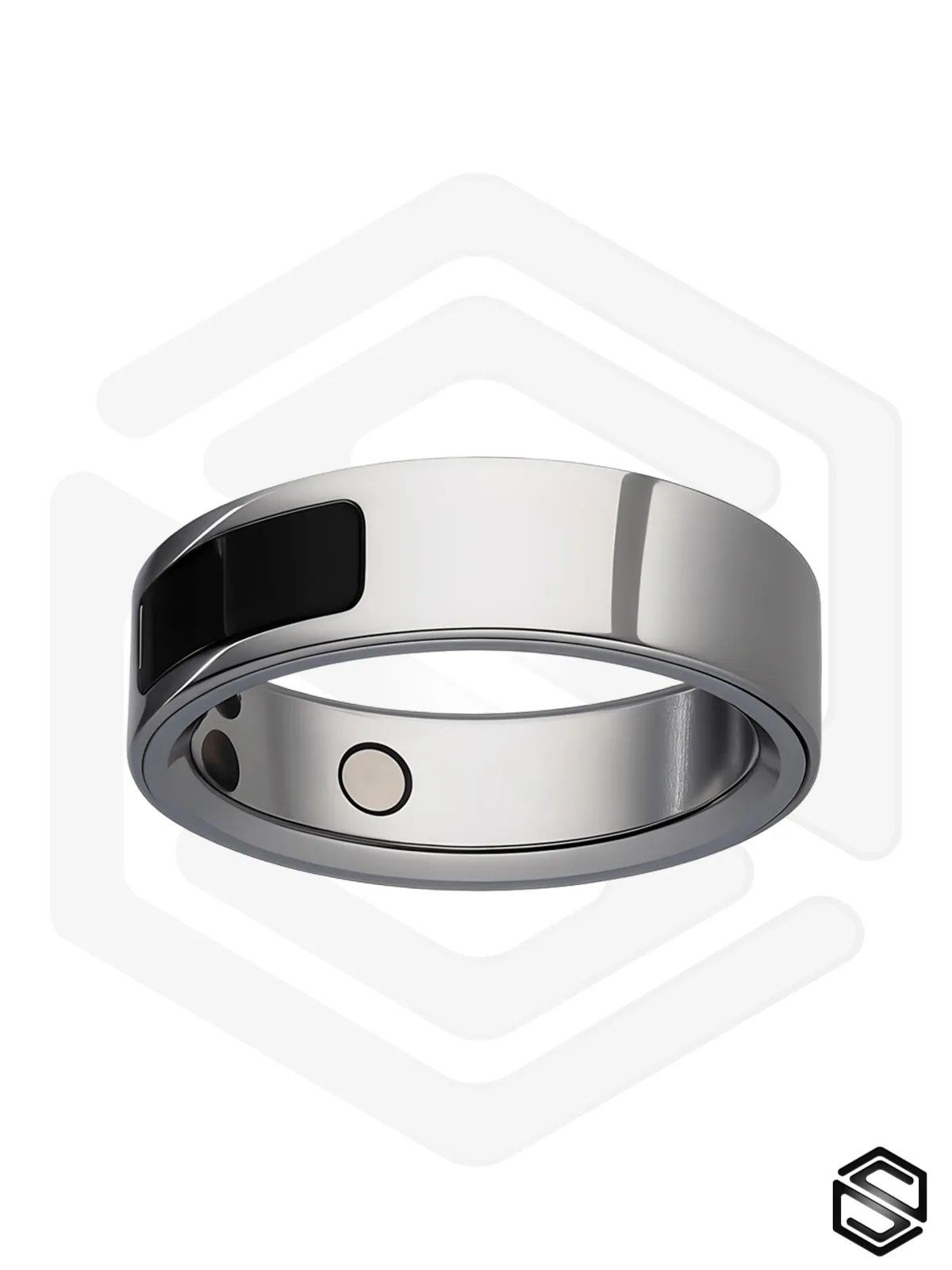 Тонкое умное кольцо с Вибрацией, Управлением & Чувствами HerzRing Sense X+ титан серебро