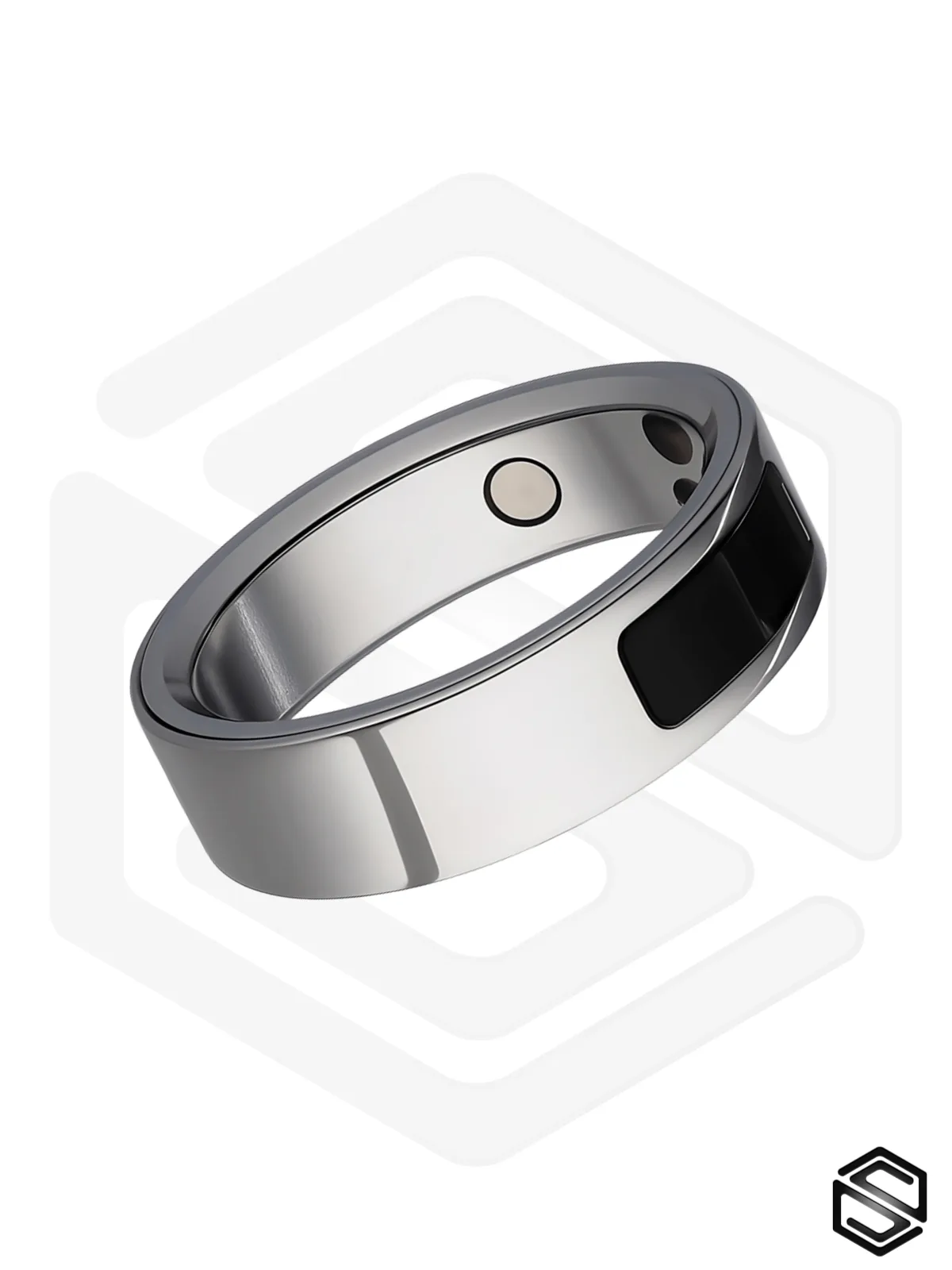 Тонкое умное кольцо с Вибрацией, Управлением & Чувствами HerzRing Sense X+ титан серебро