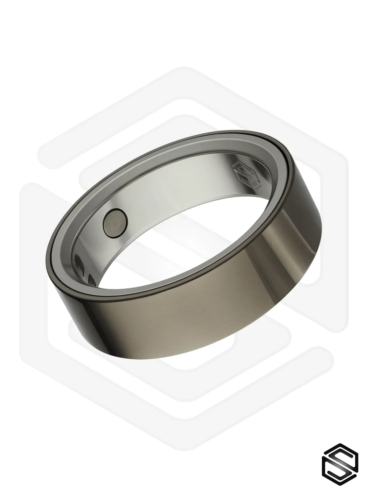 Тонкое умное кольцо с вибрацией HerzRing Sense графит (черный)