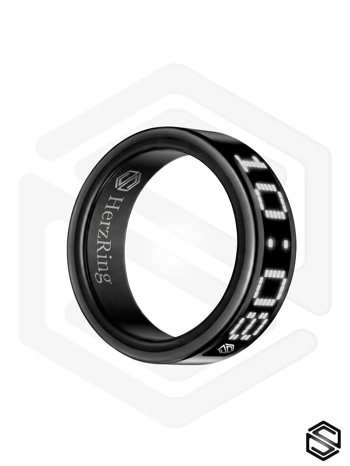 Умное кольцо с экраном & уведомлениями HerzRing Vision RW 2 титан-серебро (белый экран)
