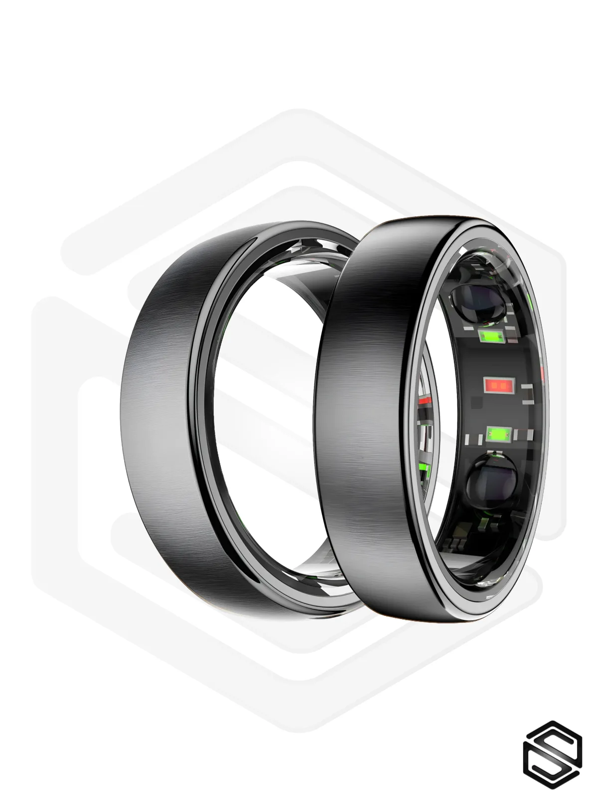 Тонкое Умное кольцо с вибрацией HerzRing Slim Pro X6 - обсидиан