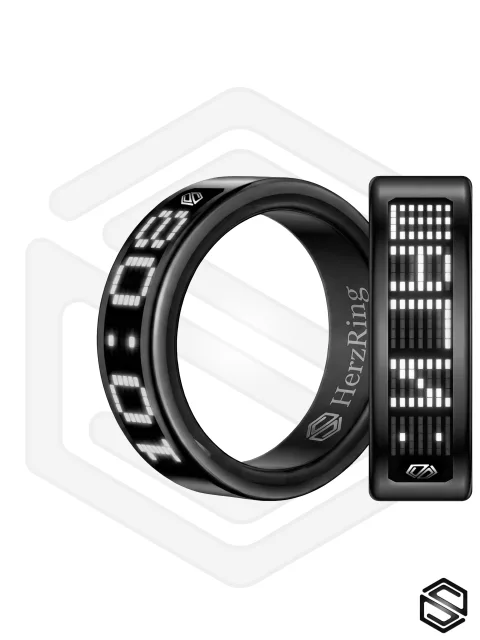 Умное кольцо с экраном & уведомлениями HerzRing Vision RW 2 обсидиан (белый экран)