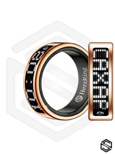 Умное кольцо с экраном & уведомлениями HerzRing Vision RW 2 розовое-золото (белый экран)