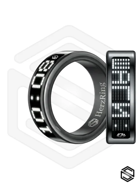 Умное кольцо с экраном & уведомлениями HerzRing Vision RW 2 титан-серебро (белый экран)