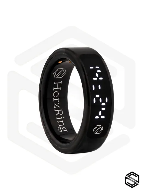 Умное Кольцо с Экраном & Уведомлениями и Вибрацией HerzRing Vision RW+ Обсидиан