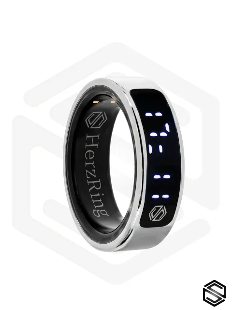 Умное Кольцо с Экраном & Уведомлениями и Вибрацией HerzRing Vision RW+ Титан - серебро