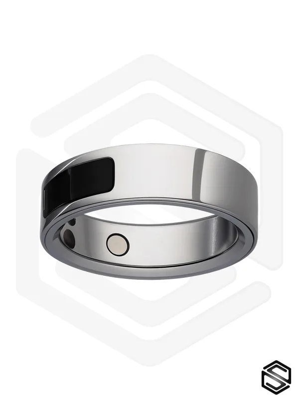 Тонкое умное кольцо с Вибрацией и Управлением HerzRing Sense Plus титан-серебро