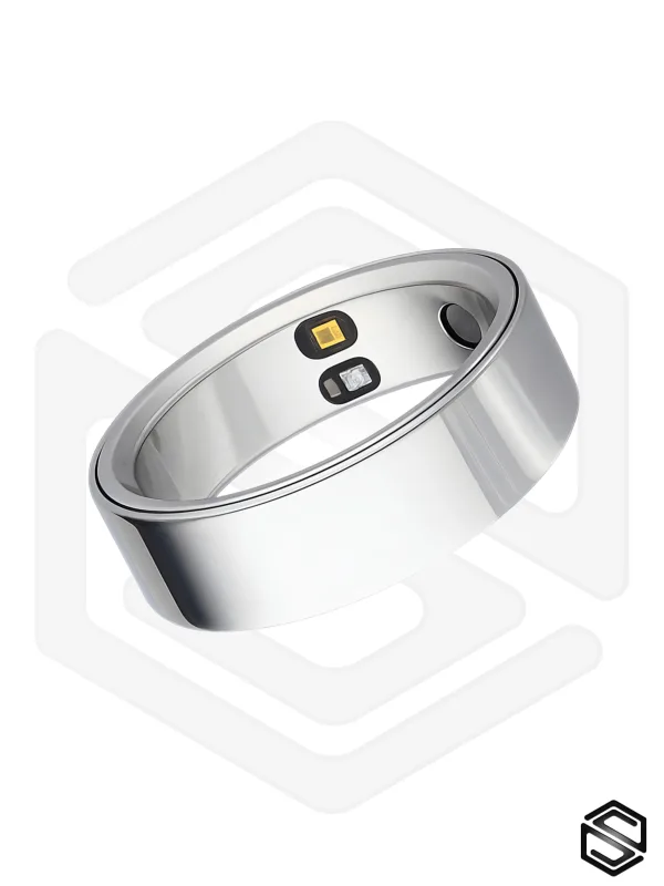 Тонкое умное кольцо с вибрацией HerzRing Sense серебристый туман