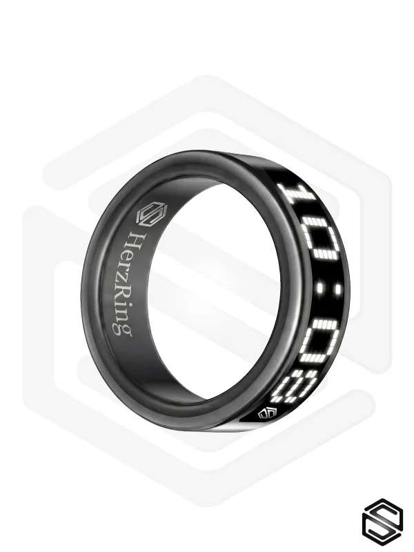 Умное кольцо с экраном &amp; уведомлениями HerzRing Vision RW 2 обсидиан (белый экран)