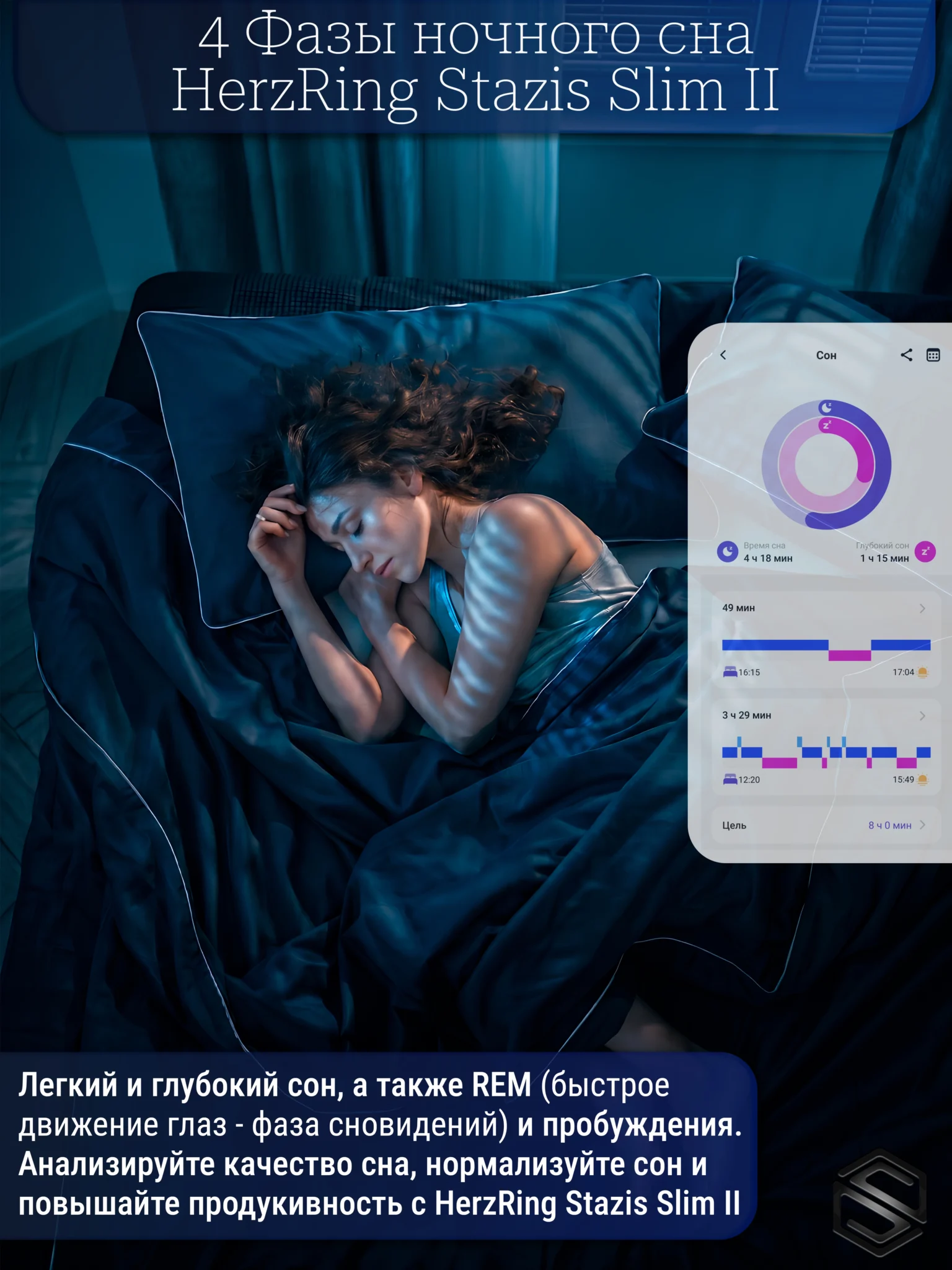 Умное кольцо HerzRing Stazis Slim II - золото